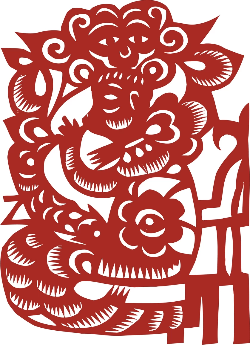 中国风中式传统喜庆民俗人物动物窗花剪纸插画边框AI矢量PNG素材【1641】